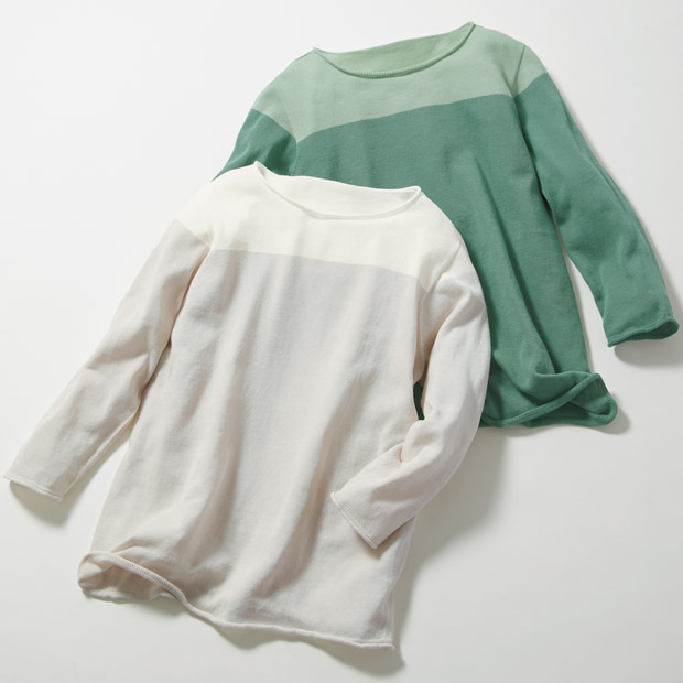 配色ボートネックプルオーバー