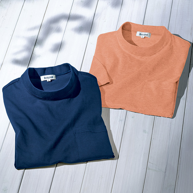 ショートモックネックTシャツ／2色セット