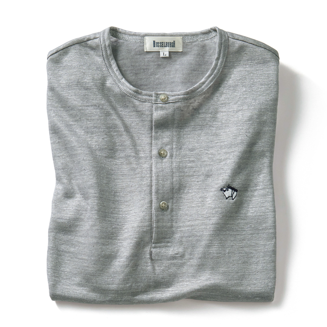 ベルギーリネンヘンリーネックTシャツ
