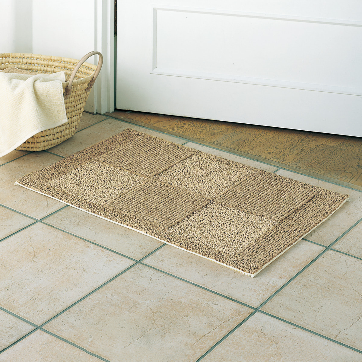 麻緞通／2色の麻のバスマット