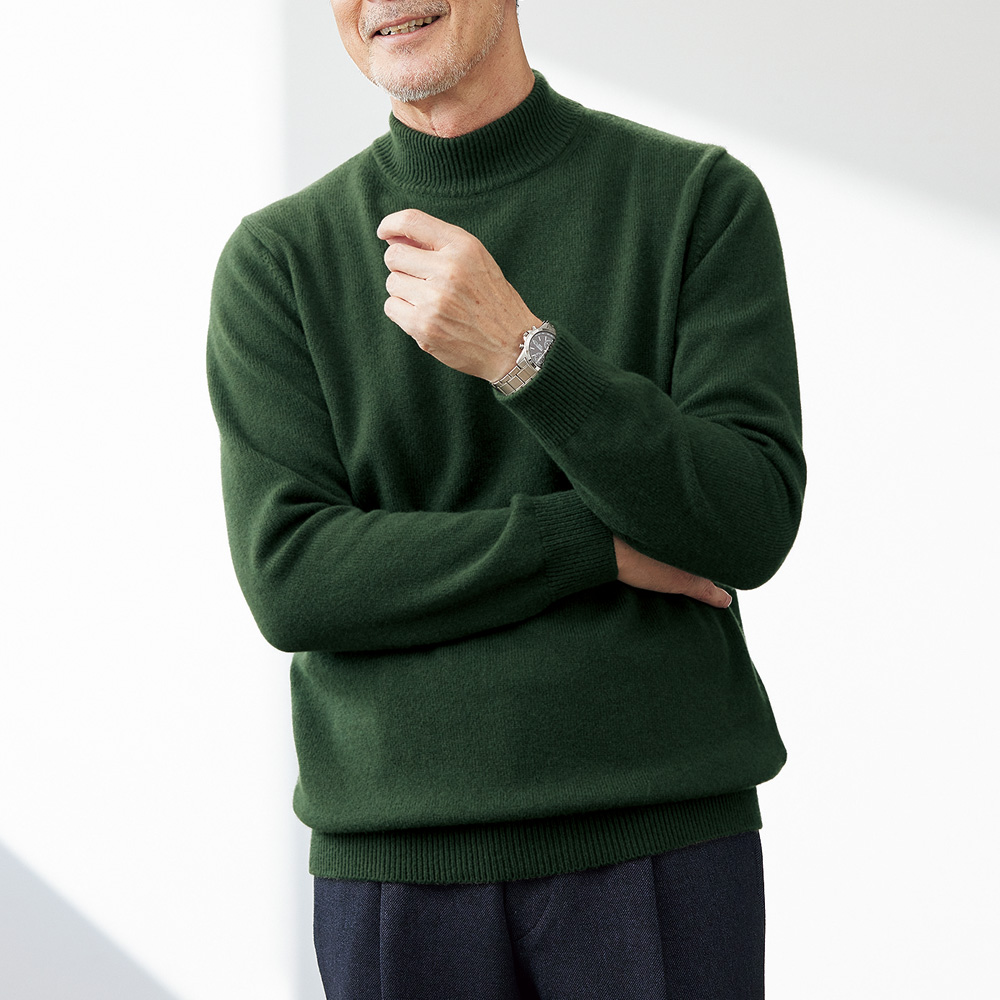 ウールシルクカシミヤ・モックネックセーター/男女兼用