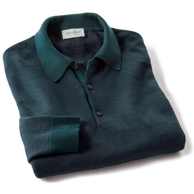 30ゲージ･ジャカードポロ襟セーター