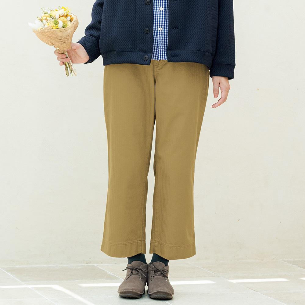 コットンヘリンボーンツイル九分丈パンツ