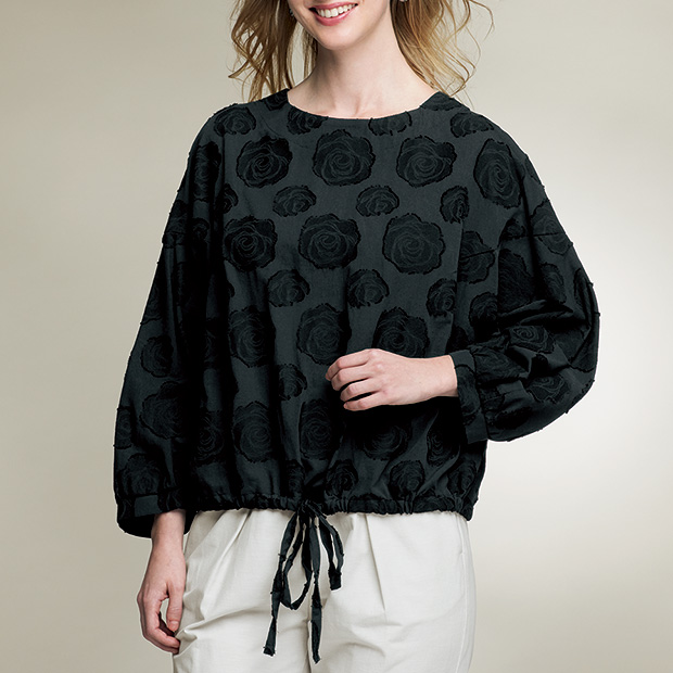 ローズ柄ジャカードデザインブラウス