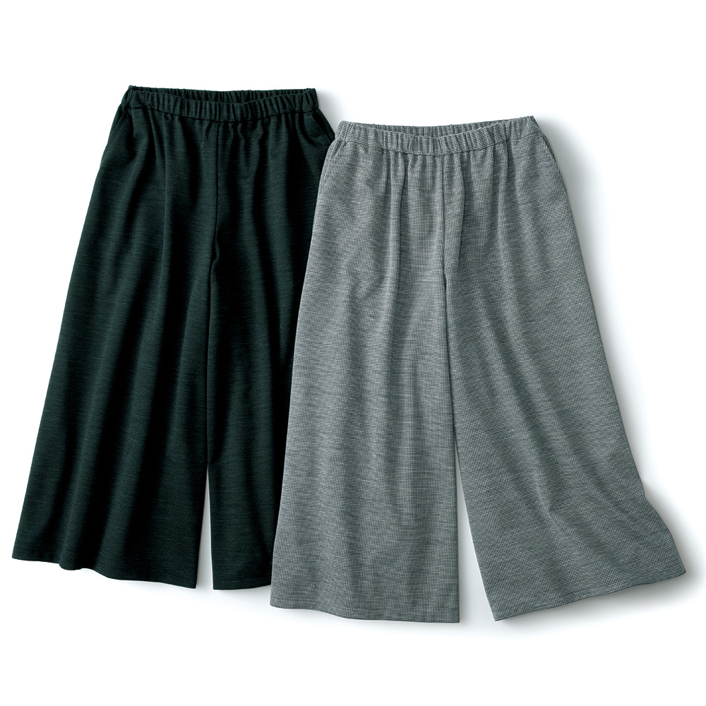 ウール混ジャカードジャージーフレアーパンツ