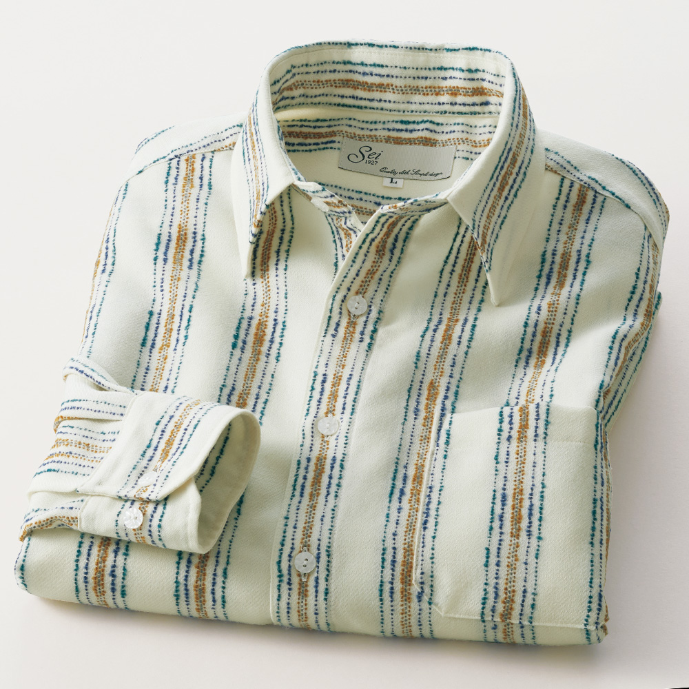 洗える尾州ウール・リング糸使いのシャツ