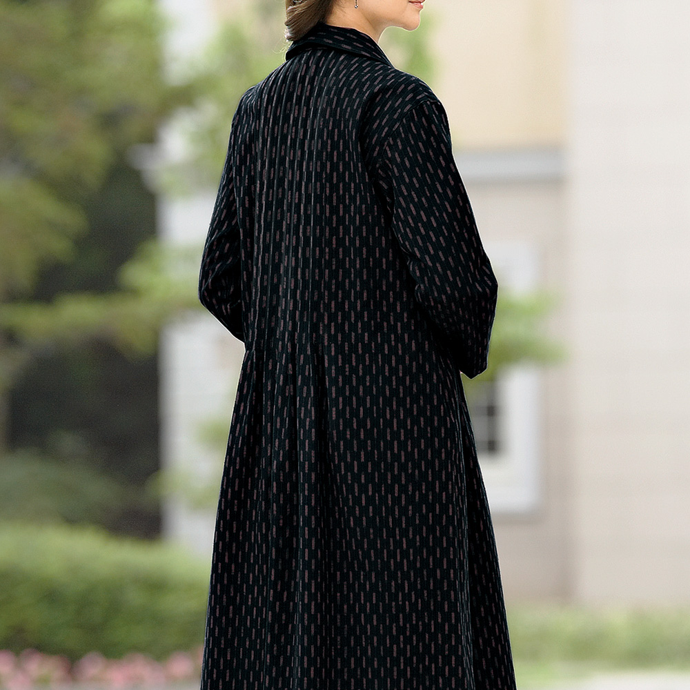 工房藍木野 矢羽根柄 ピンタックワンピース ライトアップオンラインストア