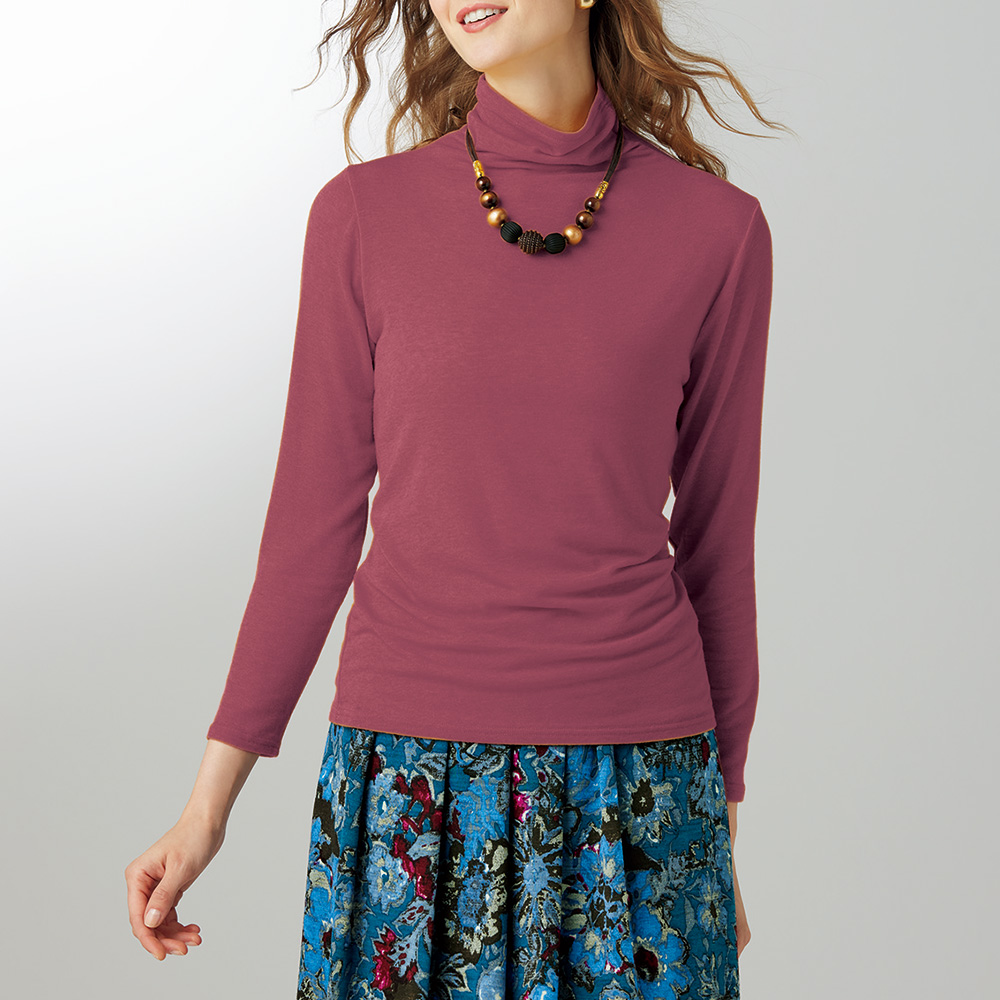 ウール混ボトルネックプルオーバー／3色セット