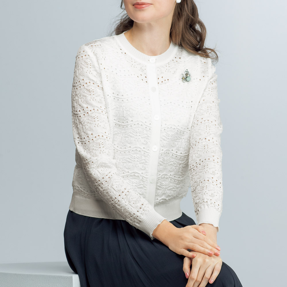 レース編みカーディガン