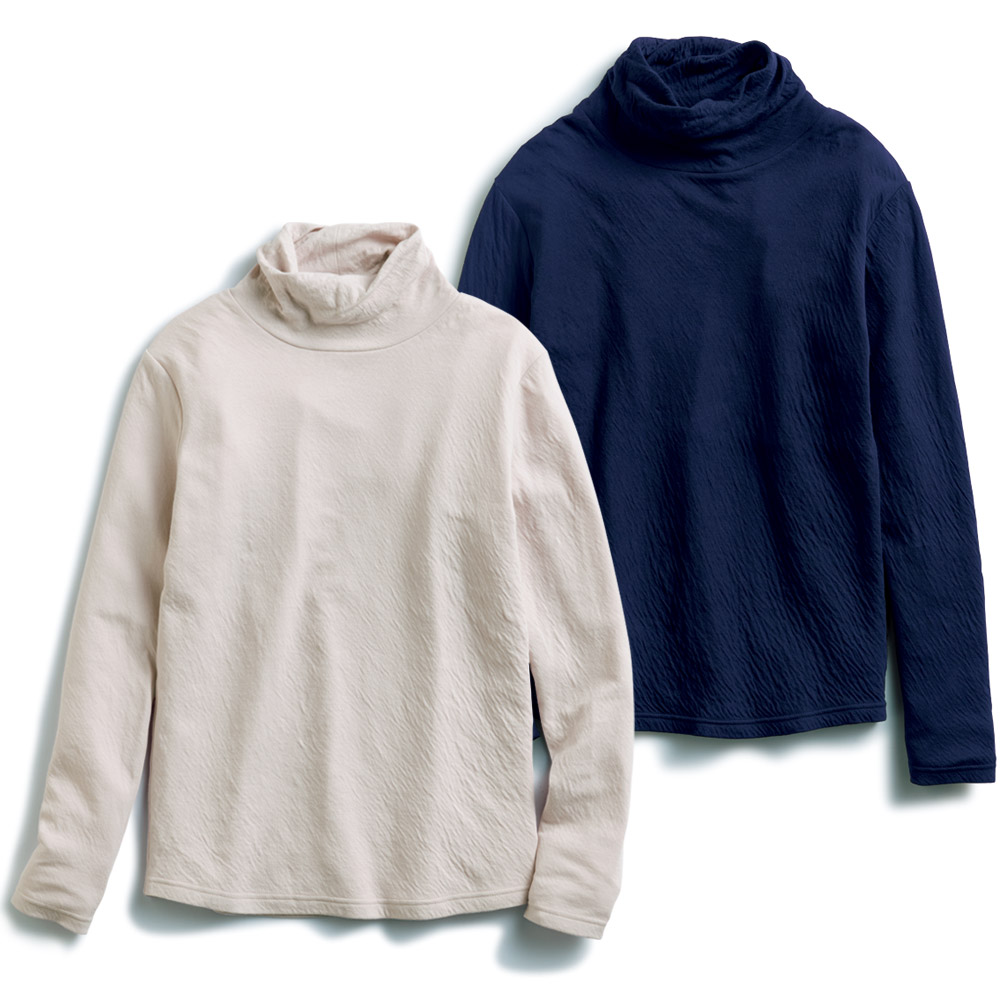 接結ふんわりコットンハイネックプルオーバー／2色セット