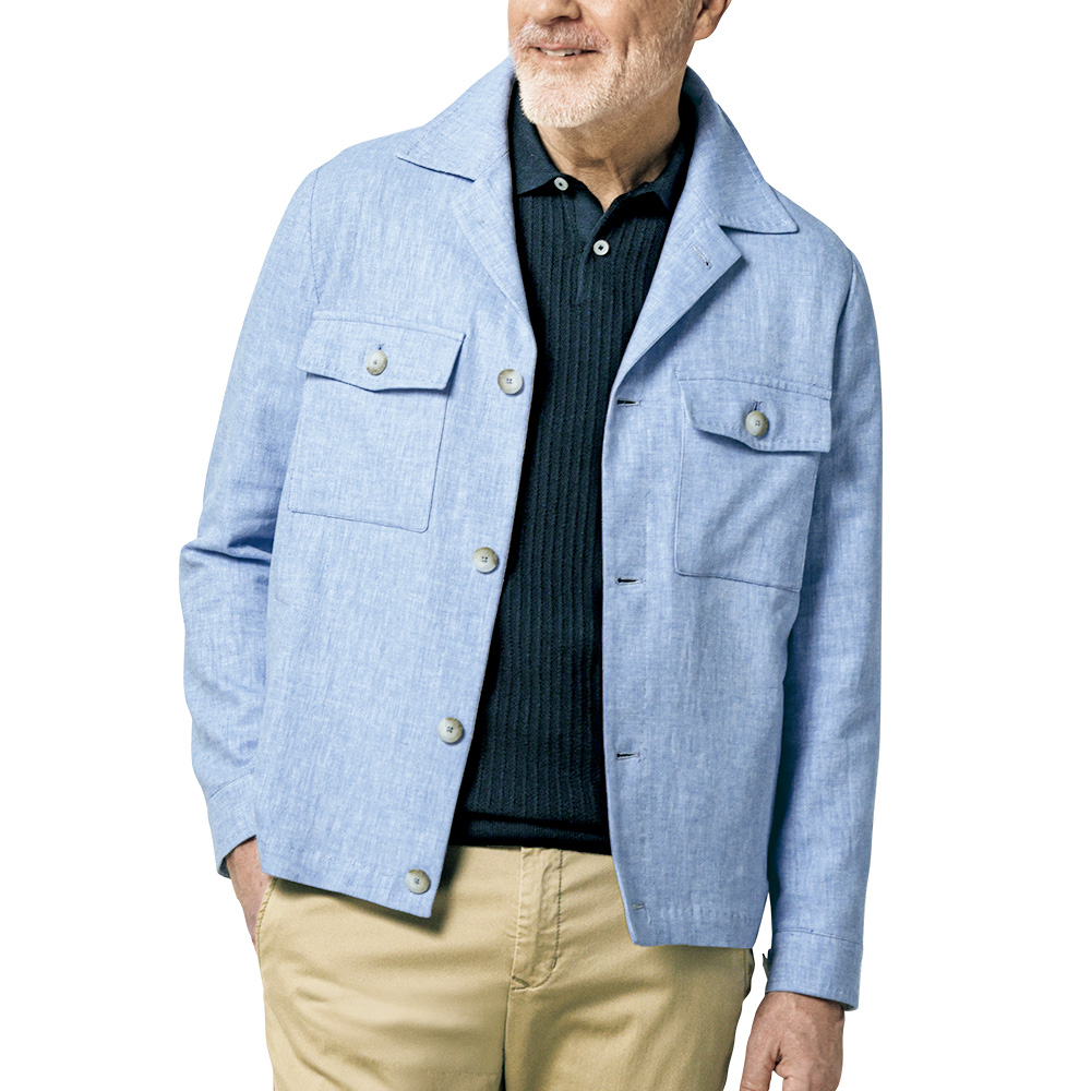 ストライプジャカードニットポロシャツ