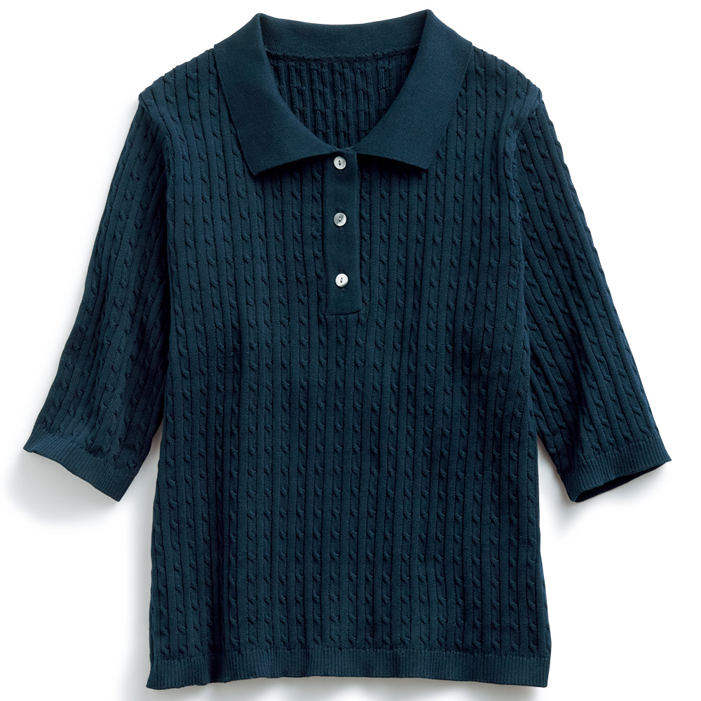 ケーブルニットポロシャツ