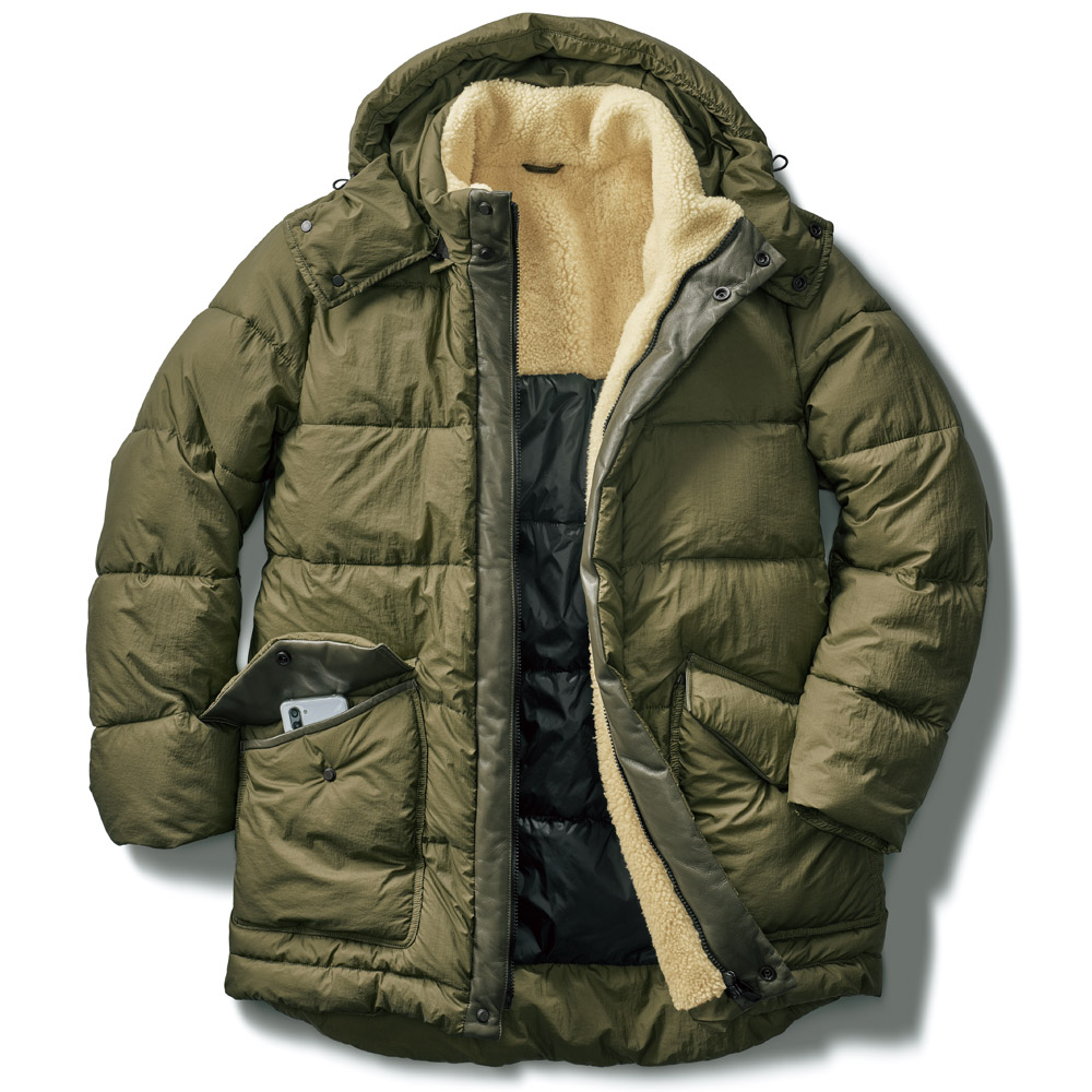 ムートン使いの中わたジャケット／BORDEAUX25