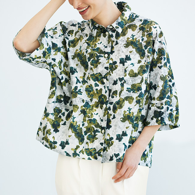 コットンプリントブラウス