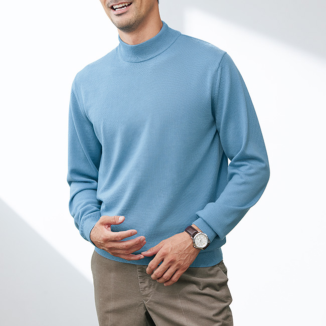 エクストラファインメリノ･モックネックセーター