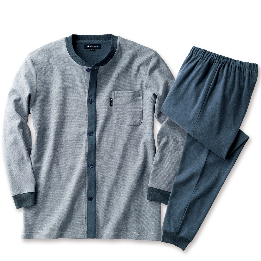 ピーチ起毛・細ボーダー柄パジャマ