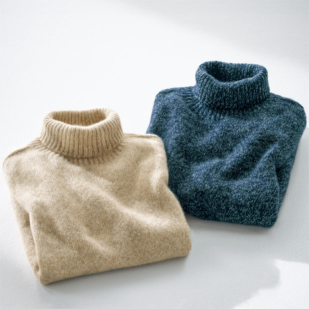 三つ杢カシミヤ･タートルネックセーター