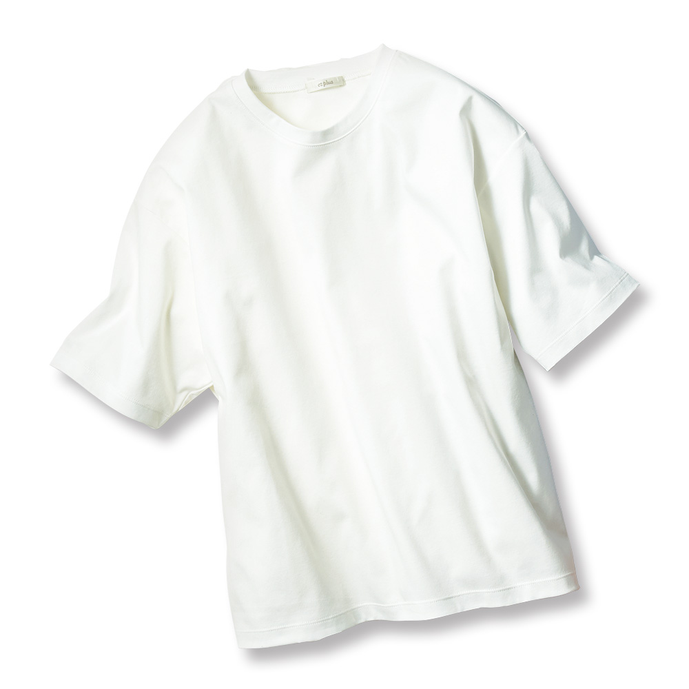 スムースコットン・ドロップショルダーTシャツ