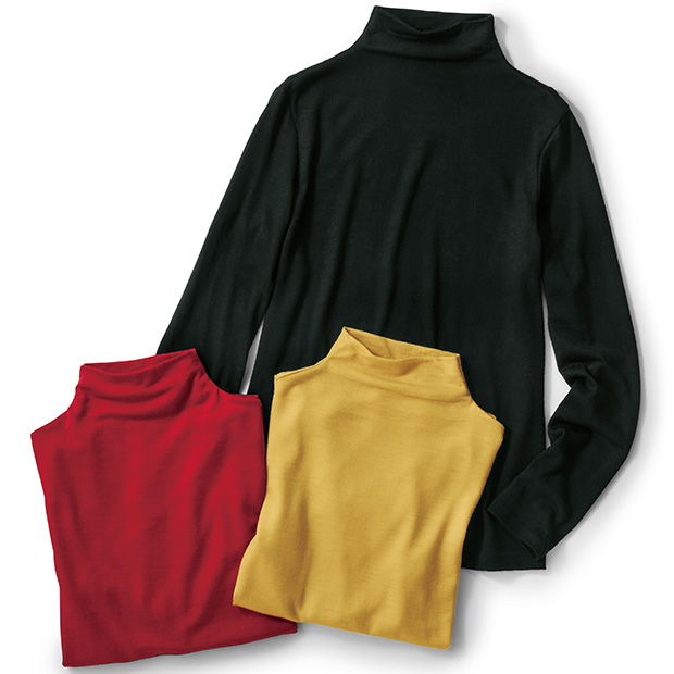 メリノウールボトルネックプルオーバー