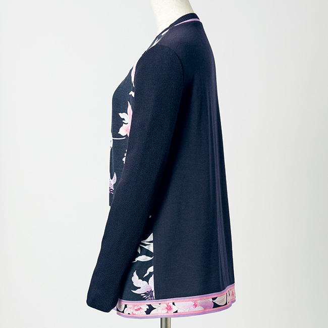 ウールシルクプリントジャージーカーディガン