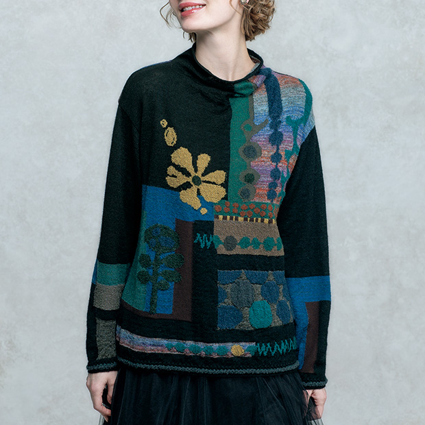 モヘヤ混ジャカードプルオーバー