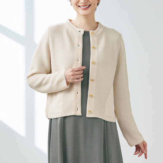 ウール混ニットショートジャケット