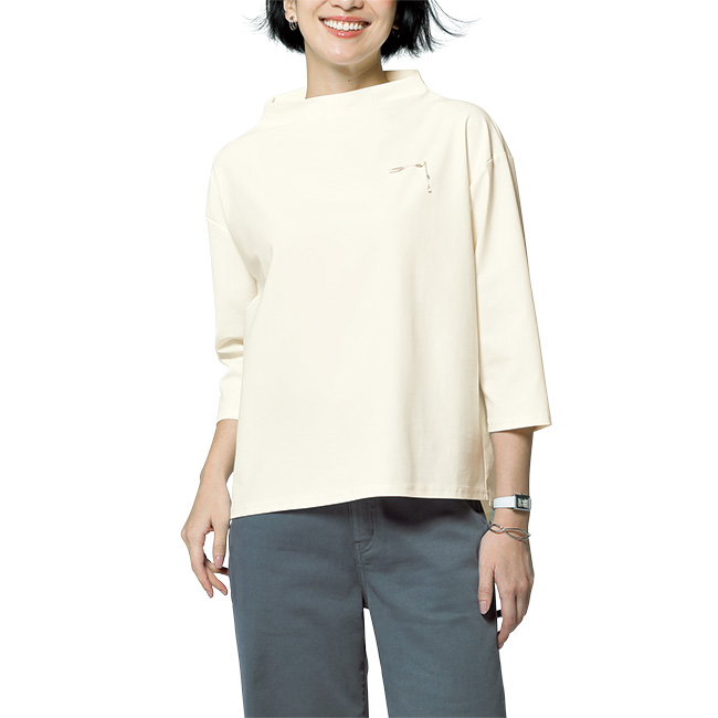 コットン混ちびボトルネックプルオーバー