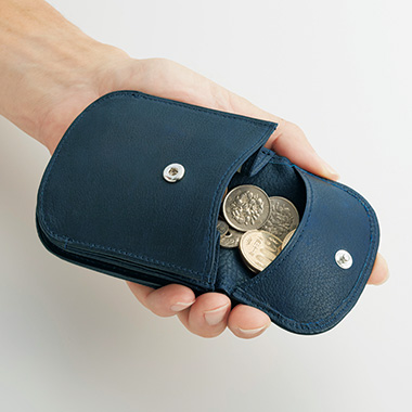 藍染めバッファローレザーのコンパクト財布