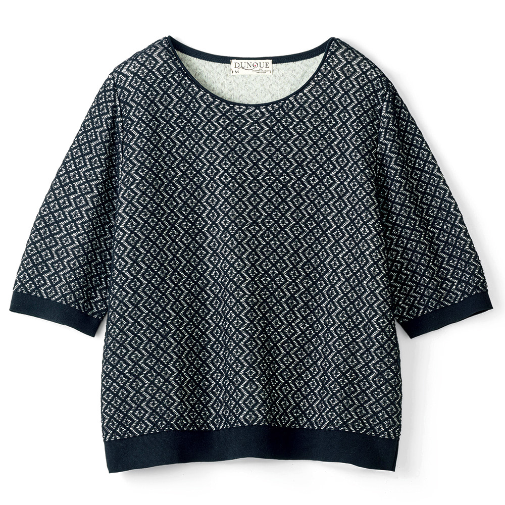 デザインコットンニットプルオーバー