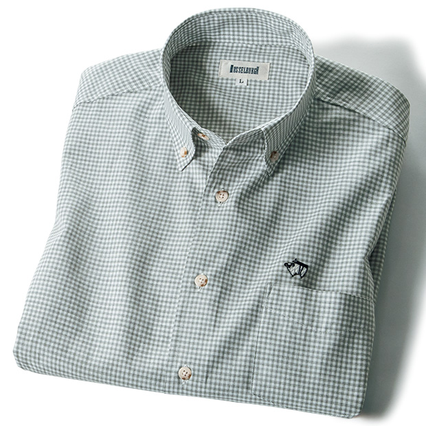 トップ染め糸のギンガムチェックB.D.シャツ