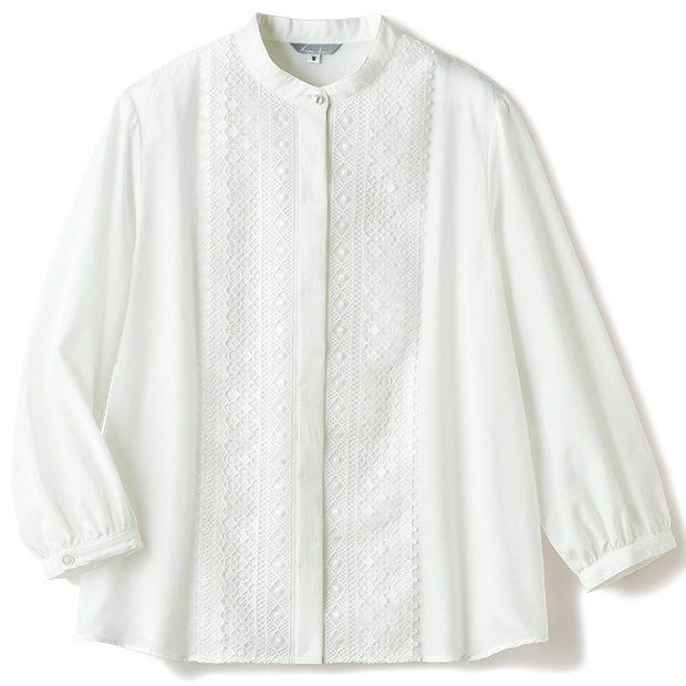 綿シルクレース使いブラウス