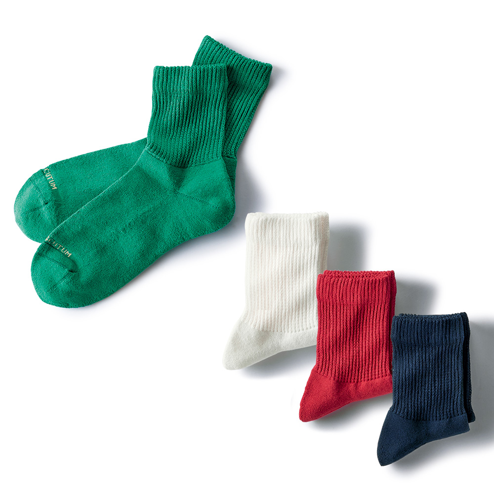 リッチェル編み・シャリ綿混裏パイルソックス/4色セット