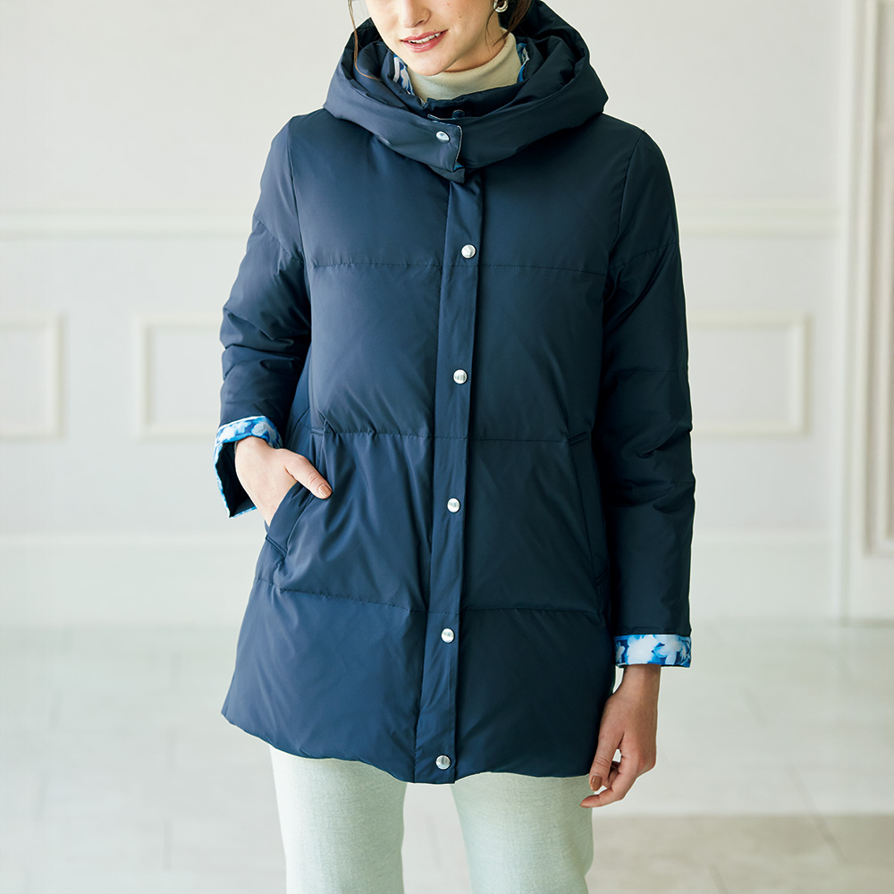 プリント使いダウンコート