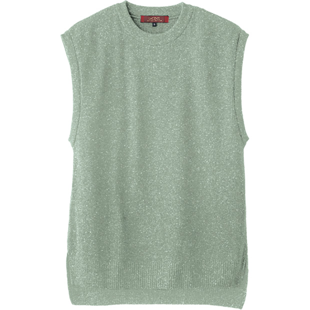 洗えるシルク･畦編ネップのゆったりニットベスト／男女兼用