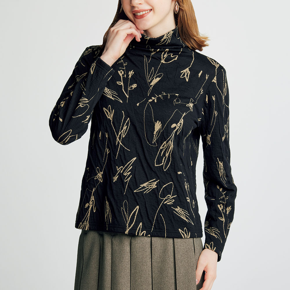 接結ジャカードボトルネックプルオーバー