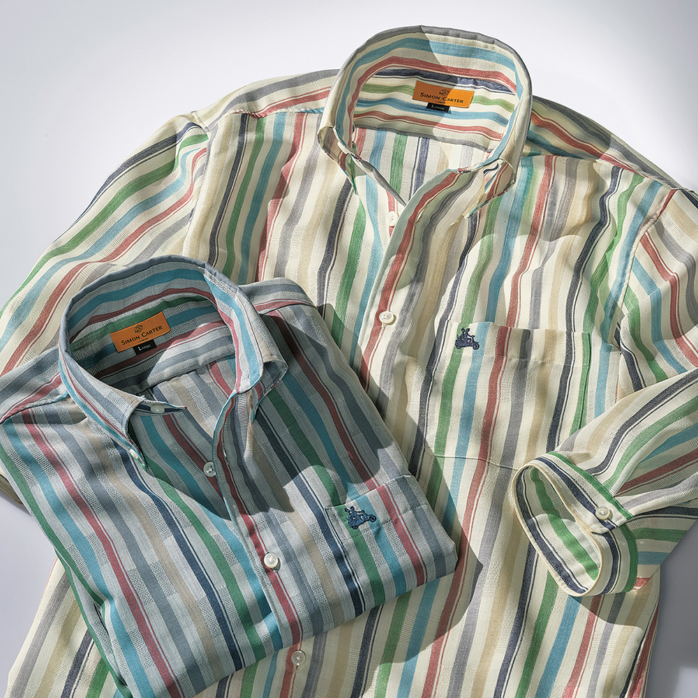 洗えるサマーウール混･七分袖B.D.シャツ