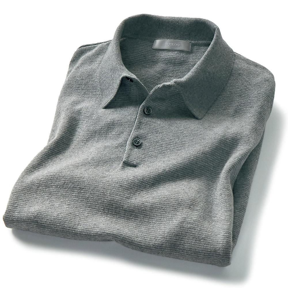 洗えるコットンカシミヤ･ニットポロシャツ