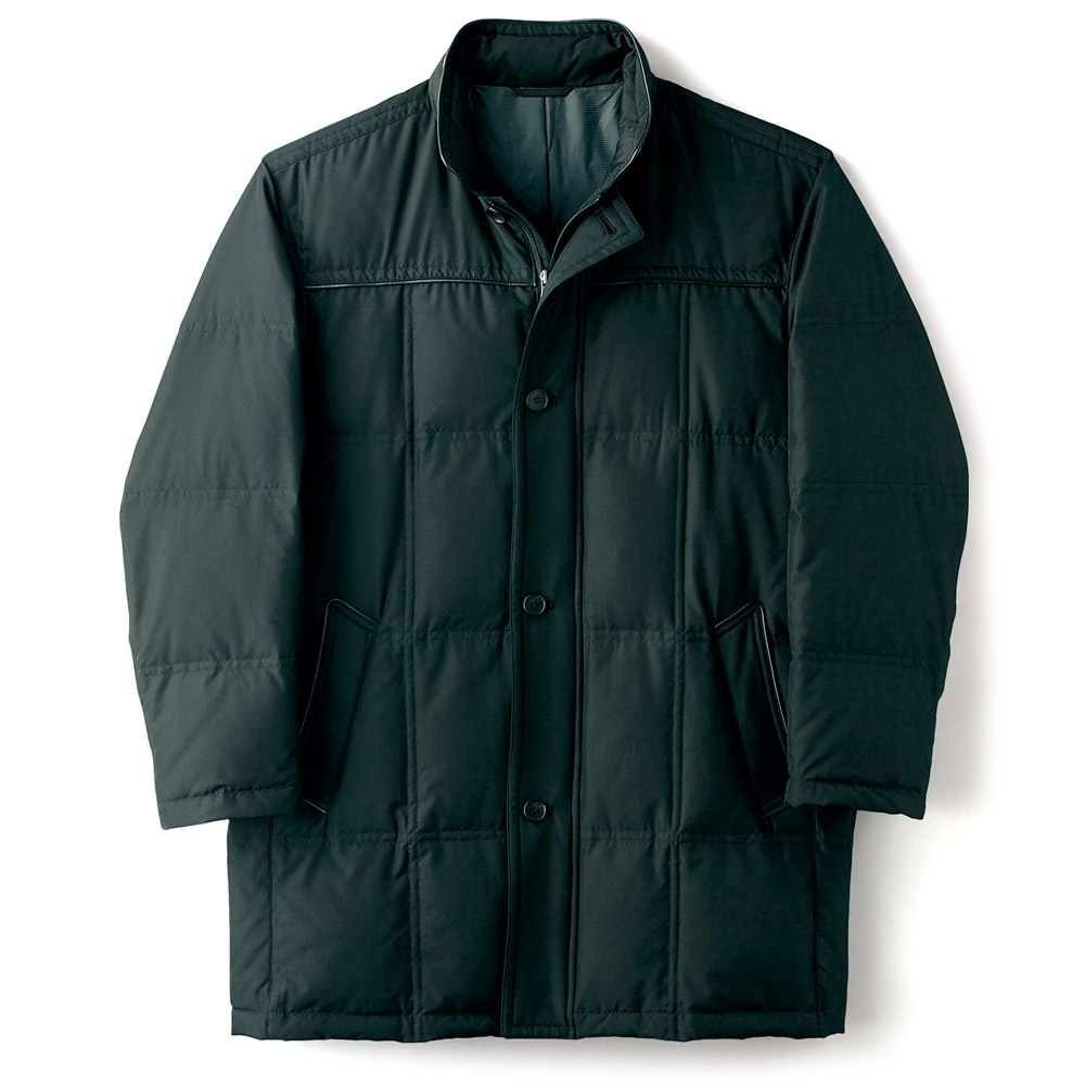 羽二重シルクのダウンハーフコート