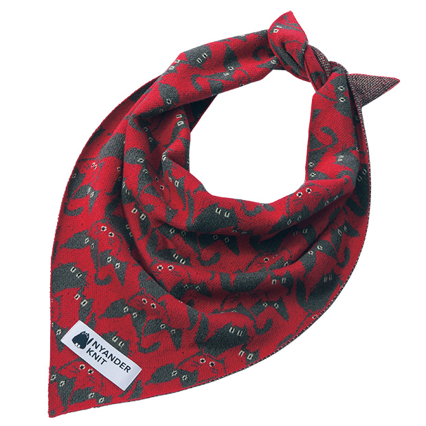 猫まみれジャカード柄･三角形スカーフ