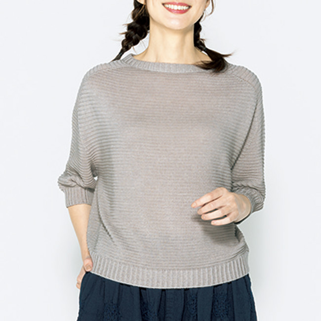 やわらかコットンリネン･ニットプルオーバー