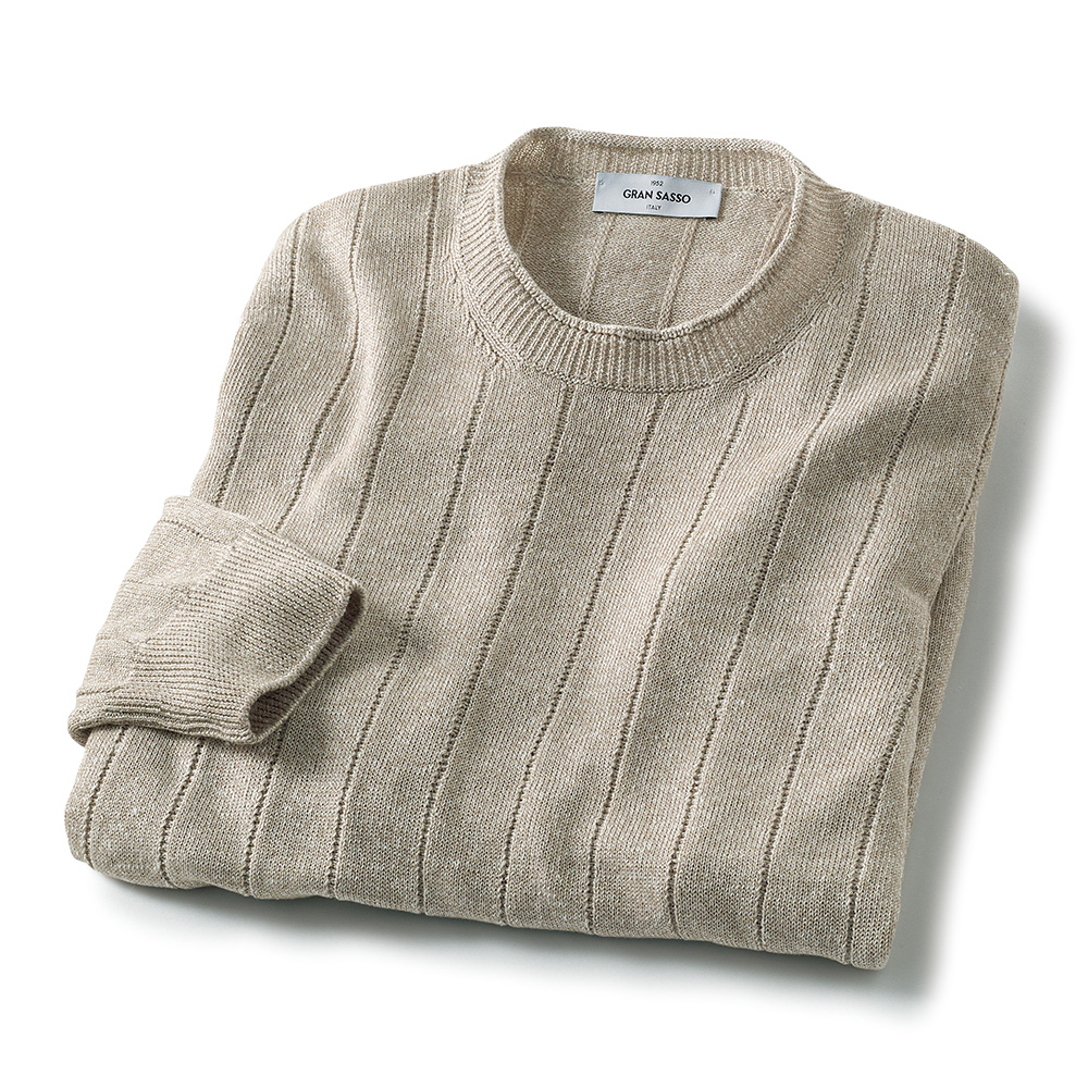 リネンコットンクルーネックニット