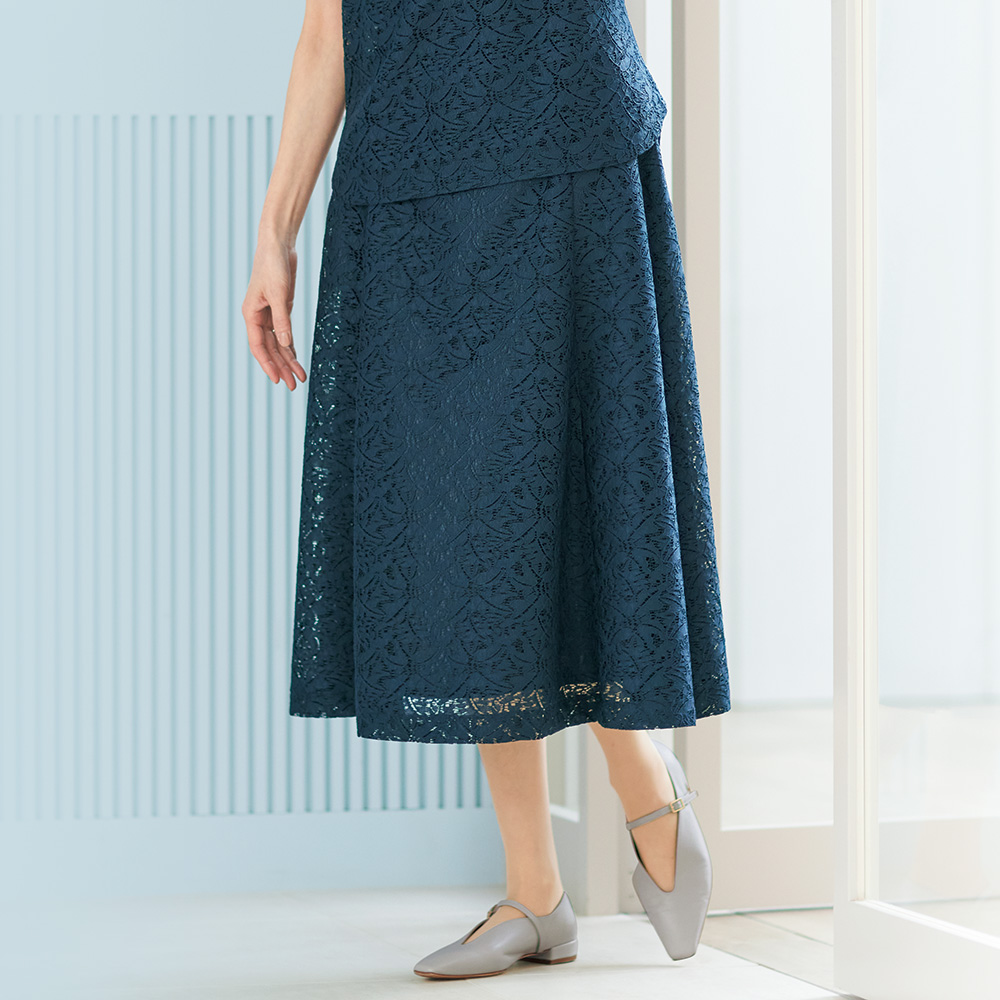 花柄ラッセルレーススカート／当社限定モデル