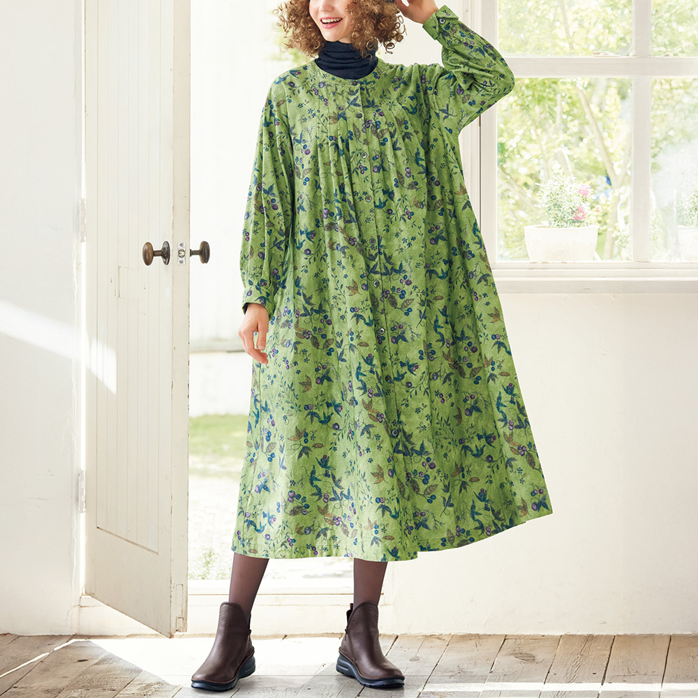 ボタニカルプリントワンピース