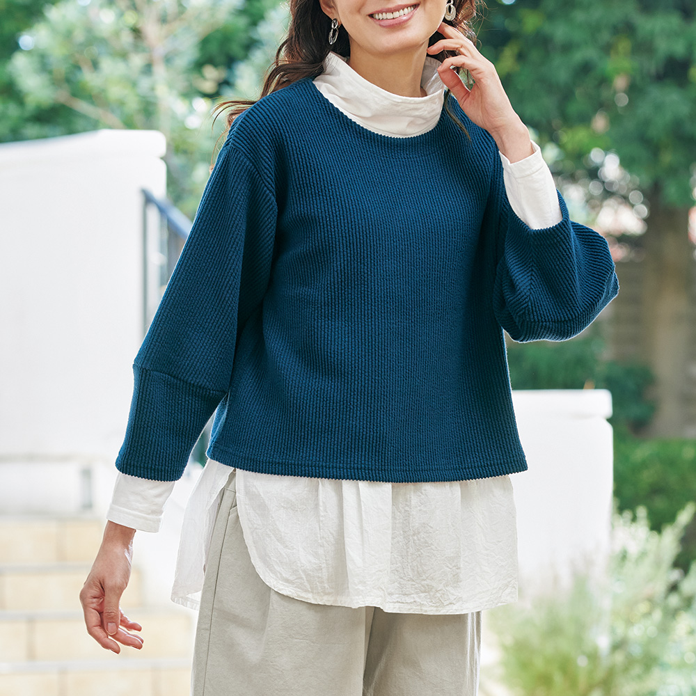 布帛使いのデザインTシャツ／長袖