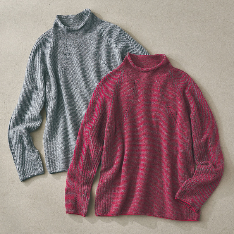 カシミヤハイネックニットプルオーバー