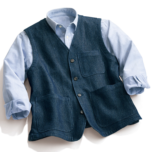 変わり蜂巣織り･ワークベスト