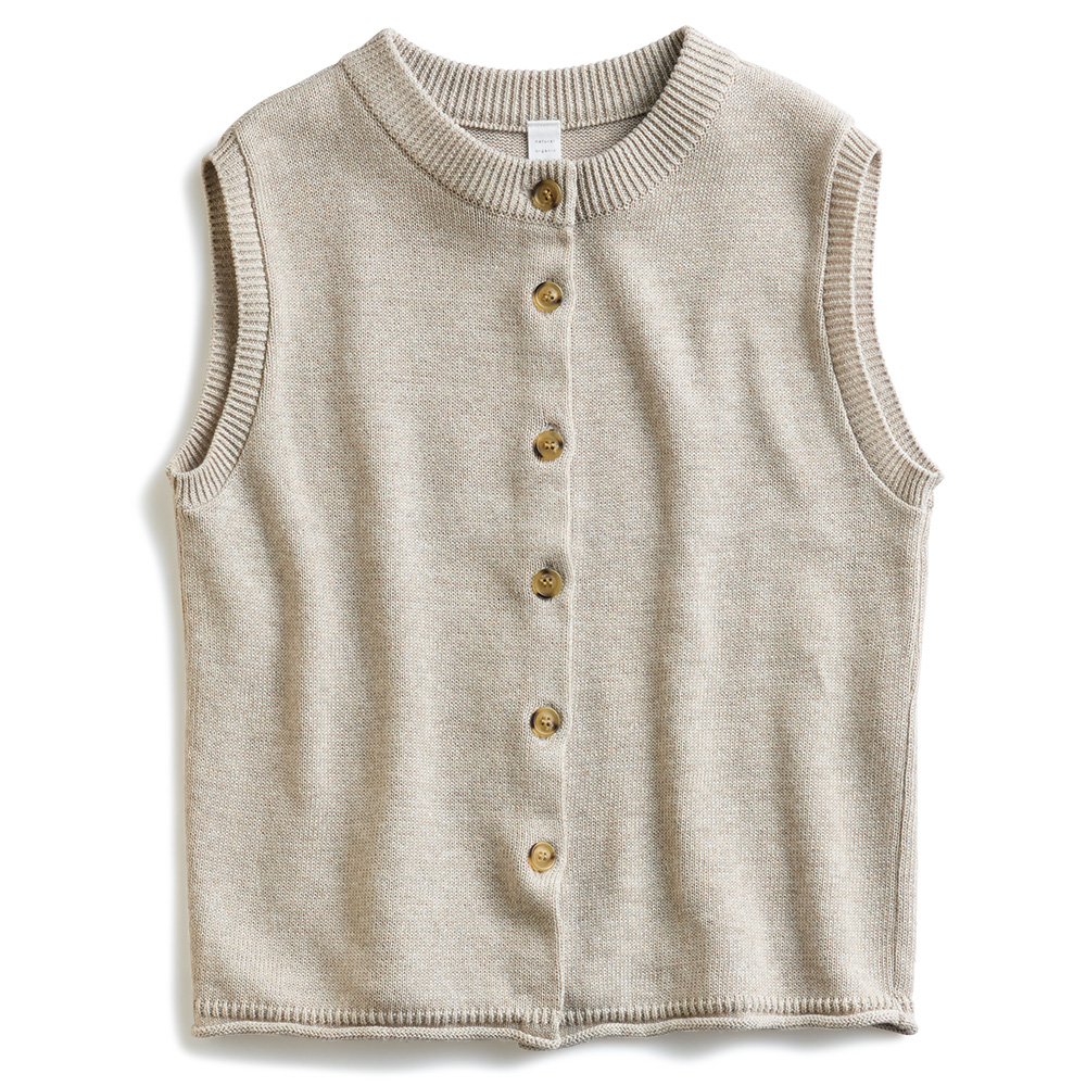 コットンリネンニットベスト