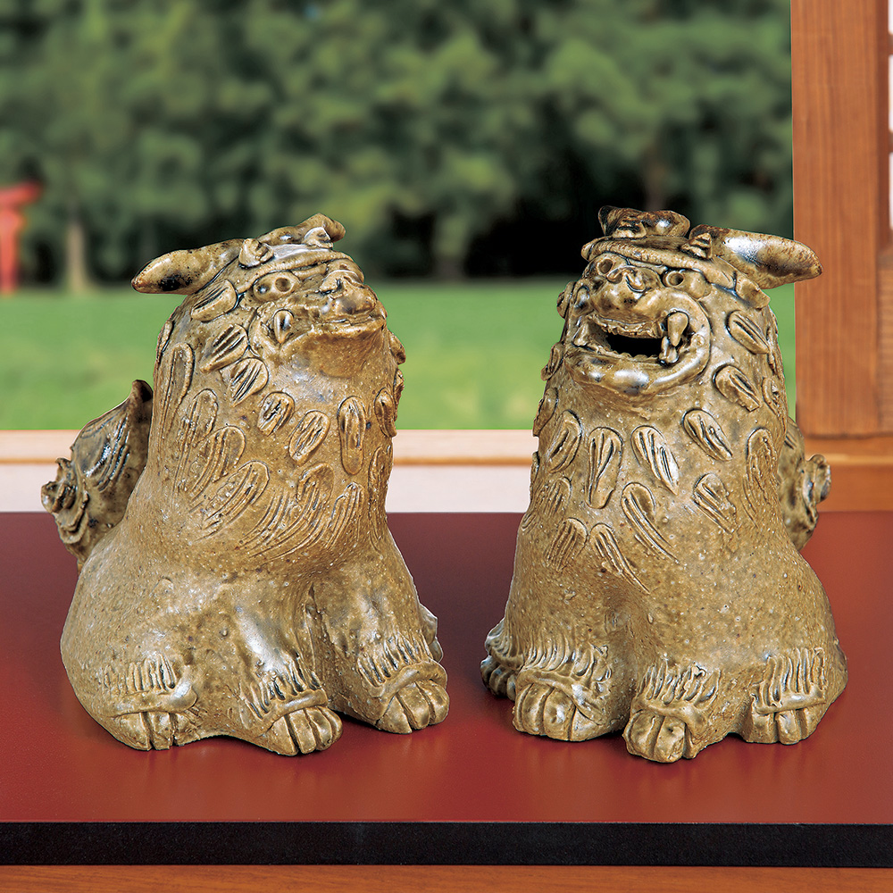 宗陶苑 信楽焼 登り窯焼しめ手びねり狛犬 ライトアップオンラインストア