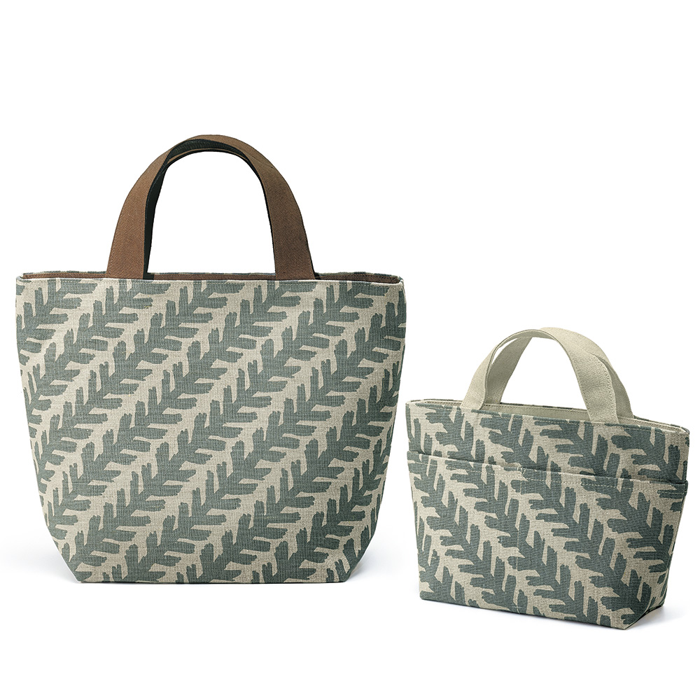 ビオ柄リネンバッグ／大小セット