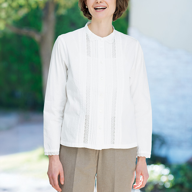 レース使いワッシャーブラウス